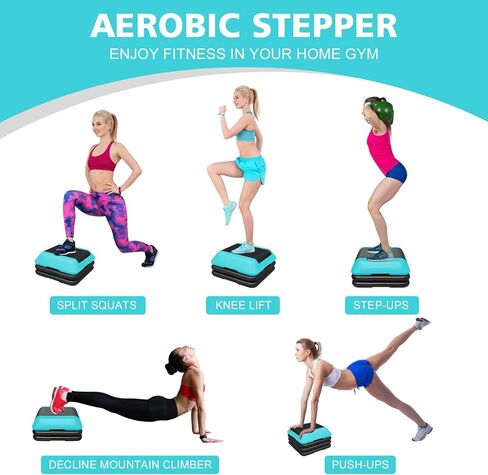 16"x16" Exercise Aerobic Step Platform with 4 Risers, Adjustable Height 4"-6''-8''-10''-12" Exercise Stepper Workout, Aerobics Stepper Workout Stepper for Home Gym Fitness Strength & Training in Saudi Arabia