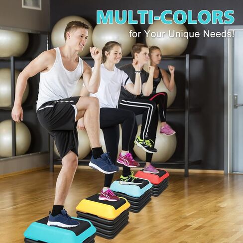 16"x16" Exercise Aerobic Step Platform with 4 Risers, Adjustable Height 4"-6''-8''-10''-12" Exercise Stepper Workout, Aerobics Stepper Workout Stepper for Home Gym Fitness Strength & Training in Saudi Arabia