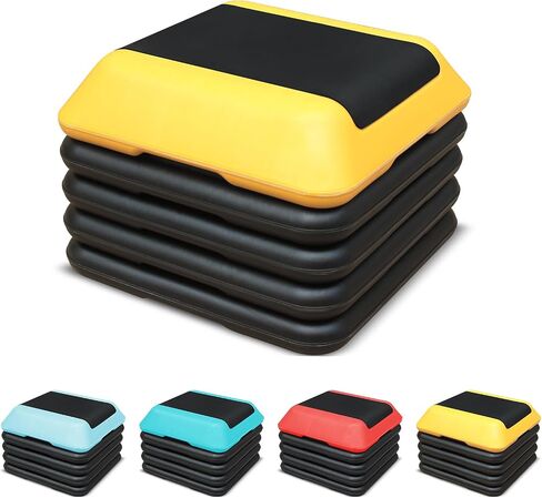 16"x16" Exercise Aerobic Step Platform with 4 Risers, Adjustable Height 4"-6''-8''-10''-12" Exercise Stepper Workout, Aerobics Stepper Workout Stepper for Home Gym Fitness Strength & Training in Saudi Arabia