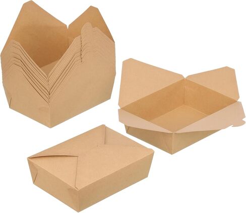 68 oz Take Out Food Containers 100 Pack, Disposable Kraft Paper To Go Containers Boxes, Microwaveable Leak and Grease Proof Take Out Boxes for Restaurant, Catering and Party in Saudi Arabia