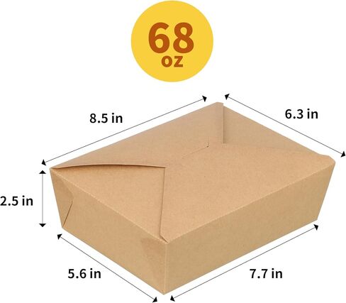 68 oz Take Out Food Containers 100 Pack, Disposable Kraft Paper To Go Containers Boxes, Microwaveable Leak and Grease Proof Take Out Boxes for Restaurant, Catering and Party in Saudi Arabia