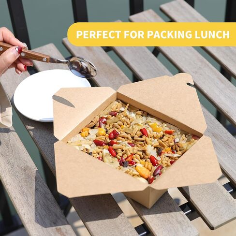 68 oz Take Out Food Containers 100 Pack, Disposable Kraft Paper To Go Containers Boxes, Microwaveable Leak and Grease Proof Take Out Boxes for Restaurant, Catering and Party in Saudi Arabia