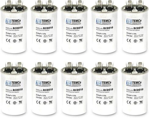 TEMCo 5 uf/MFD 370 VAC Volts Round Run Capacitor 50/60 Hz AC Electric - Lot -5 (Optional uf/MFD, Voltage and Lot Quantities Available) in Saudi Arabia