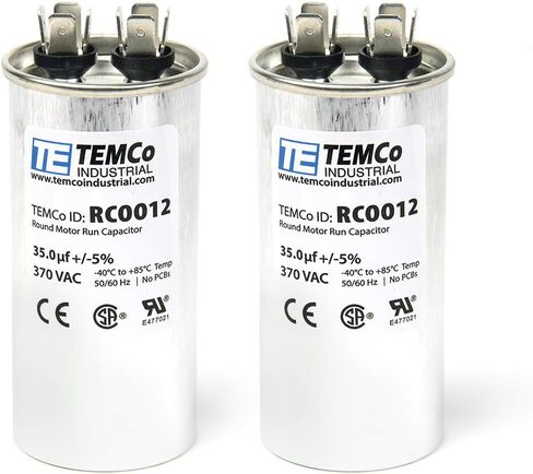 TEMCo 5 uf/MFD 370 VAC Volts Round Run Capacitor 50/60 Hz AC Electric - Lot -5 (Optional uf/MFD, Voltage and Lot Quantities Available) in Saudi Arabia
