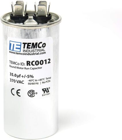 TEMCo 5 uf/MFD 370 VAC Volts Round Run Capacitor 50/60 Hz AC Electric - Lot -5 (Optional uf/MFD, Voltage and Lot Quantities Available) in Saudi Arabia