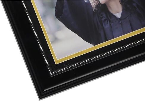 إطار Aejvw8.5x11، صندوق ظلال مستندات الشهادة مع حامل شرابة، صورة تخرج، إطار أسود غير لامع، وسادة مزدوجة الدرجة، أسود مع حواف ذهبية in Saudi Arabia