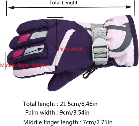 Children Gloves Waterproof and Breathable Snow Ski Gloves Kids Winter Warm Outdoor Riding Thickening 3-6 Years-Purple in Saudi Arabia