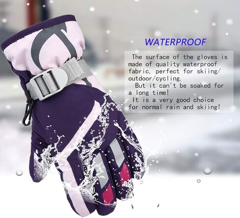 Children Gloves Waterproof and Breathable Snow Ski Gloves Kids Winter Warm Outdoor Riding Thickening 3-6 Years-Purple in Saudi Arabia