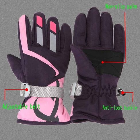 Children Gloves Waterproof and Breathable Snow Ski Gloves Kids Winter Warm Outdoor Riding Thickening 3-6 Years-Purple in Saudi Arabia