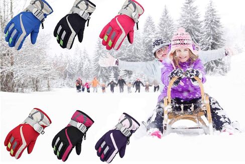 Children Gloves Waterproof and Breathable Snow Ski Gloves Kids Winter Warm Outdoor Riding Thickening 3-6 Years-Purple in Saudi Arabia
