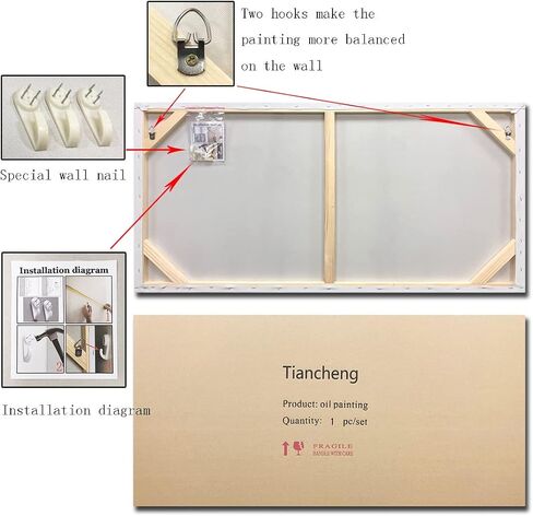 Tiancheng Art، 24 × 48 بوصة إطار فني لشجرة الانطباعية الحديثة لوحة زيتية من قماش البروبيلين مرسومة يدويًا على شكل غابة فن جداري لغرفة المعيشة لوحة ديكور داخلية جاهزة للتعليق in Kuwait
