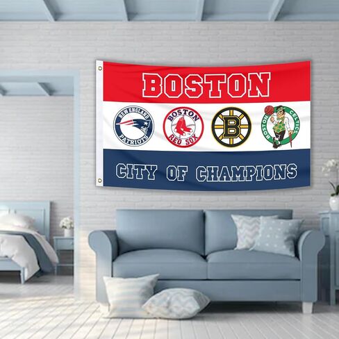 Boston City of Champions Sport Teams Flag 3X5ft Outdoor Indoor Banner with Grommetsr for Garage Man Cave Wall in Saudi Arabia