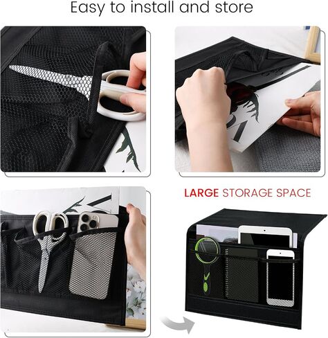 MCPINKY Bedside Storage Organizer, Bedside Caddy Black Couch Caddy for Remote Control Magazine Phone in Saudi Arabia
