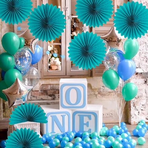 Easy Joy Frozen Party Decorations, 9PCS Winter Snowflakes Hanging Paper Fans Blue White Snowflake Hanging Decorations Xmas Snowflakes Garlands Backdrop for Girls Birthday Christmas Party Supplies in Saudi Arabia