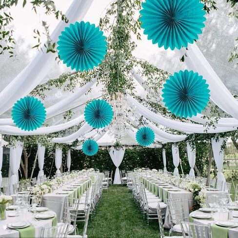Easy Joy Frozen Party Decorations, 9PCS Winter Snowflakes Hanging Paper Fans Blue White Snowflake Hanging Decorations Xmas Snowflakes Garlands Backdrop for Girls Birthday Christmas Party Supplies in Saudi Arabia