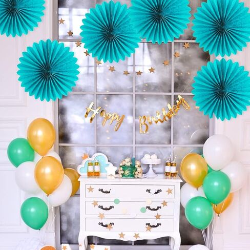 Easy Joy Frozen Party Decorations, 9PCS Winter Snowflakes Hanging Paper Fans Blue White Snowflake Hanging Decorations Xmas Snowflakes Garlands Backdrop for Girls Birthday Christmas Party Supplies in Saudi Arabia