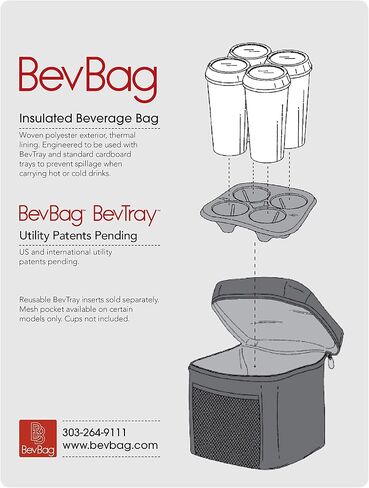 Insulated Beverage Carrier Extra Tall. (Tweed). Model #4R Cubed. Great for Uber Eats, DoorDash, GrubHub. BevTray Sold Separately. Cups not included. in Saudi Arabia