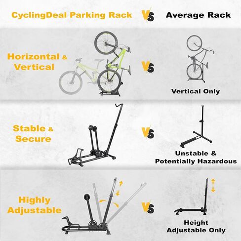 CyclingDeal Vertical Bike Stand - for Fat Bike Snow MTB Road Bikes with Max 5" Tire Width - Vertical & Horizontal Adjustable Bicycle Parking Rack with Seatpost Stabilizer - Wheel Sizes up to 29" in Saudi Arabia