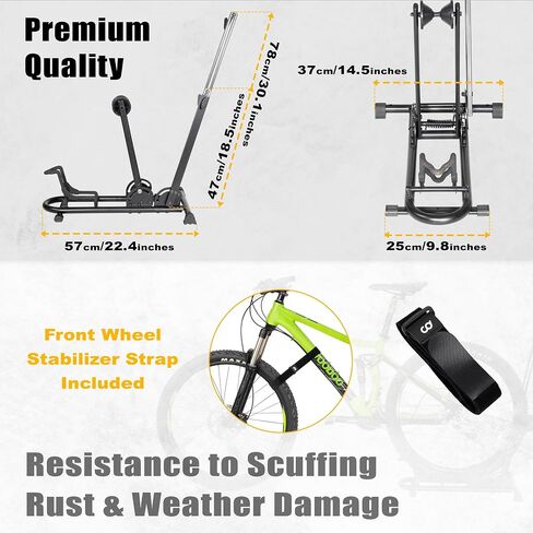 CyclingDeal Vertical Bike Stand - for Fat Bike Snow MTB Road Bikes with Max 5" Tire Width - Vertical & Horizontal Adjustable Bicycle Parking Rack with Seatpost Stabilizer - Wheel Sizes up to 29" in Saudi Arabia