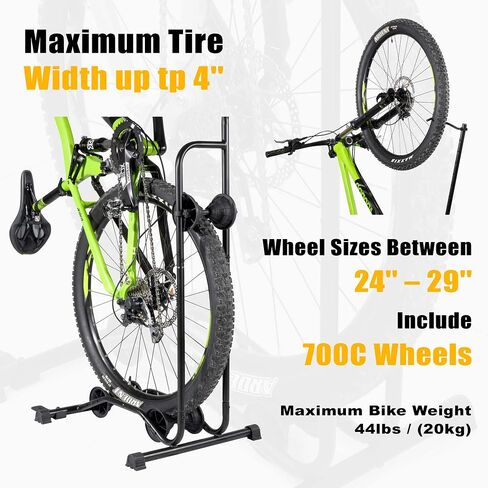 CyclingDeal Vertical Bike Stand - for Fat Bike Snow MTB Road Bikes with Max 5" Tire Width - Vertical & Horizontal Adjustable Bicycle Parking Rack with Seatpost Stabilizer - Wheel Sizes up to 29" in Saudi Arabia