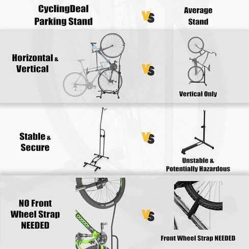 حامل دراجة منتصب من CyclingDeal - حامل لوقوف السيارات على أرضية الدراجة قابل للتعديل عموديًا وأفقيًا عالي الجودة - لتخزين دراجات الطريق MTB - حجم عجلة يصل إلى 29 بوصة in Saudi Arabia