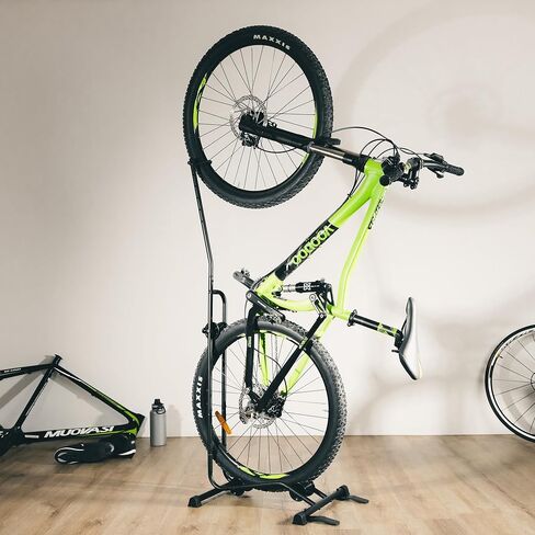 حامل دراجة منتصب من CyclingDeal - حامل لوقوف السيارات على أرضية الدراجة قابل للتعديل عموديًا وأفقيًا عالي الجودة - لتخزين دراجات الطريق MTB - حجم عجلة يصل إلى 29 بوصة in Saudi Arabia