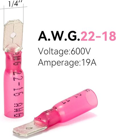 HKS 100 قطعة موصل بأسمائها الحقيقية أزرق 16-14 AWG - مجموعة موصلات الأسلاك الكهربائية السريعة المنكمشة بالحرارة - النحاس الأحمر المعلب - موصلات تجعيد بحرية للسيارات - مقاومة للماء ومعزولة in Kuwait
