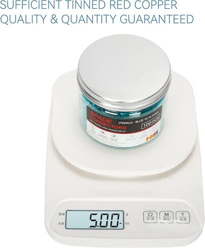 HKS 100 قطعة موصل بأسمائها الحقيقية أزرق 16-14 AWG - مجموعة موصلات الأسلاك الكهربائية السريعة المنكمشة بالحرارة - النحاس الأحمر المعلب - موصلات تجعيد بحرية للسيارات - مقاومة للماء ومعزولة in Kuwait