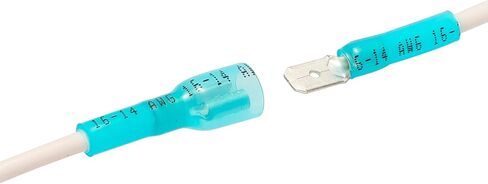 HKS 100 قطعة موصل بأسمائها الحقيقية أزرق 16-14 AWG - مجموعة موصلات الأسلاك الكهربائية السريعة المنكمشة بالحرارة - النحاس الأحمر المعلب - موصلات تجعيد بحرية للسيارات - مقاومة للماء ومعزولة in Kuwait