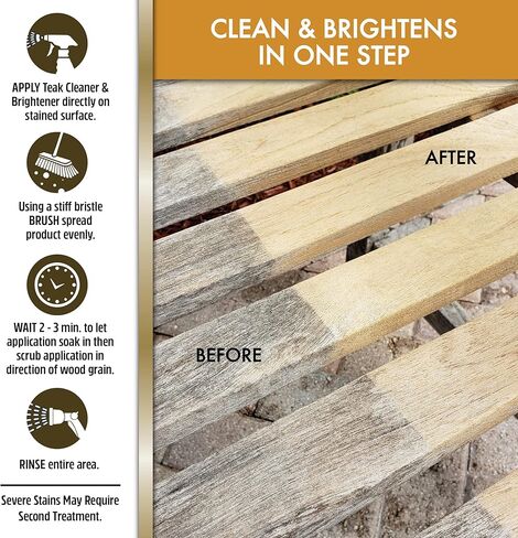 منظف ​​ومشرق خشب الساج الفاخر من ستار برايت، 32 أونصة - تركيبة رذاذ جديدة - حل في خطوة واحدة لخشب الساج المتأثر بالطقس - مثالي للقوارب والأثاث الخارجي والمزيد (52432) in Kuwait