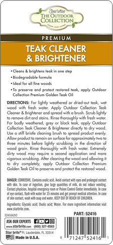 منظف ​​ومشرق خشب الساج الفاخر من ستار برايت، 32 أونصة - تركيبة رذاذ جديدة - حل في خطوة واحدة لخشب الساج المتأثر بالطقس - مثالي للقوارب والأثاث الخارجي والمزيد (52432) in Kuwait