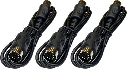 MIDI Cable 3 ft Male to Male 5 Pin DIN Plugs Black (3) in Saudi Arabia