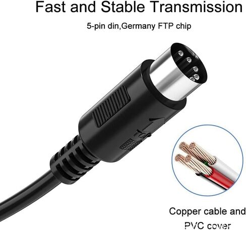 Maxmoral Black Moulded Connector Shell 3 Feet Male to Male 5 Pin MIDI Cable Compatible with MIDI Keyboard and Pedal Controller and Analogue Synthesizer in Saudi Arabia