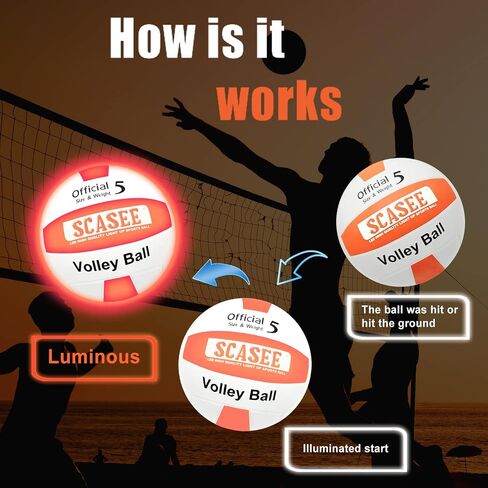 Light Up Volleyball - Official Size & Weight - Extra Pump and Batteries - Glow in The Dark Indoor or Outdoor Volleyballs for Kids,Teen Boys,Girls.Adults in Saudi Arabia