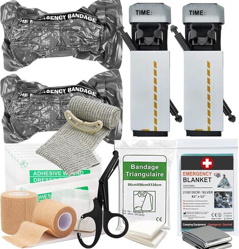 حزمة إعادة ملء الصدمة والتحكم في النزيف حزمة Fet Med Pack | تي كيو-12 | ضمادة | أربطة لاصقة | تضميد الجروح | بطانية الطوارئ للتخييم والتنزه (مجموعة عاصبة) in Kuwait