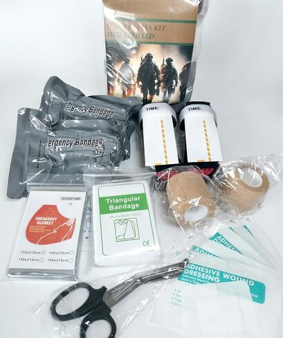حزمة إعادة ملء الصدمة والتحكم في النزيف حزمة Fet Med Pack | تي كيو-12 | ضمادة | أربطة لاصقة | تضميد الجروح | بطانية الطوارئ للتخييم والتنزه (مجموعة عاصبة) in Kuwait