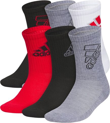 جوارب Adidas للأطفال للأولاد والبنات برسومات مختلطة رياضية مبطنة (6 أزواج) in Saudi Arabia