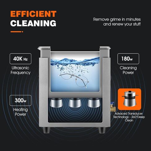 Ultrasonic Cleaner 3L with Heater and Timer, Ultrasonic Cleaning Machine with 40kHz SUS 304 Stainless Steel, Sonic Cavitation Machine with Digital Control for Professional Jewelry Watch Glasses in Saudi Arabia