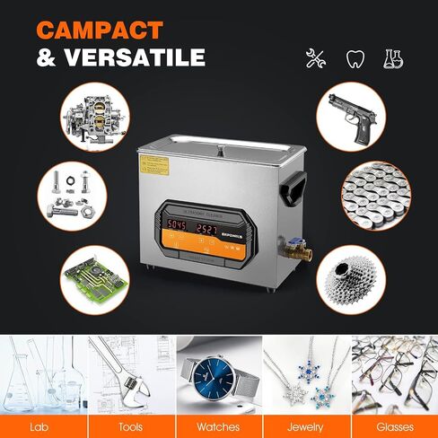 Ultrasonic Cleaner 3L with Heater and Timer, Ultrasonic Cleaning Machine with 40kHz SUS 304 Stainless Steel, Sonic Cavitation Machine with Digital Control for Professional Jewelry Watch Glasses in Saudi Arabia