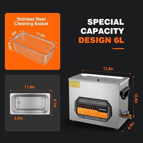 Ultrasonic Cleaner 3L with Heater and Timer, Ultrasonic Cleaning Machine with 40kHz SUS 304 Stainless Steel, Sonic Cavitation Machine with Digital Control for Professional Jewelry Watch Glasses in Saudi Arabia