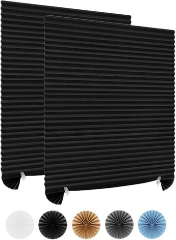 Window Blinds Cordless 2 Pack Blackout No Drill Cut to Size Clip On Stick On Self Adhesive Temporary Blinds Pleated Paper Blinds for Windows Doors Shades for Home Nursery Bedroom Kitchen Bathroom in Saudi Arabia