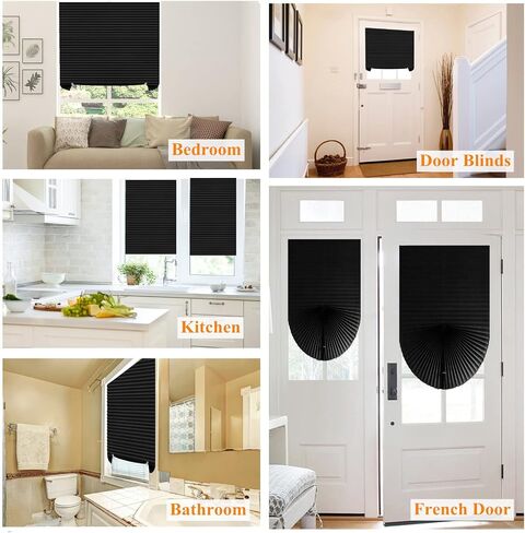 Window Blinds Cordless 2 Pack Blackout No Drill Cut to Size Clip On Stick On Self Adhesive Temporary Blinds Pleated Paper Blinds for Windows Doors Shades for Home Nursery Bedroom Kitchen Bathroom in Saudi Arabia