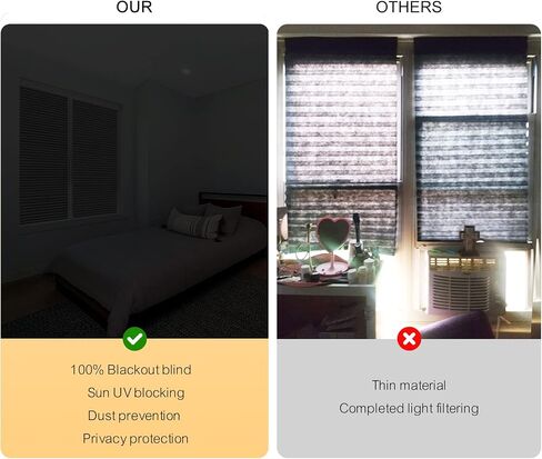 Window Blinds Cordless 2 Pack Blackout No Drill Cut to Size Clip On Stick On Self Adhesive Temporary Blinds Pleated Paper Blinds for Windows Doors Shades for Home Nursery Bedroom Kitchen Bathroom in Saudi Arabia