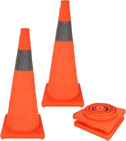 2 حزمة من مخاريط السلامة المرورية القابلة للطي مقاس 28 بوصة، مخاريط وقوف السيارات البرتقالية، مخاريط الطريق الآمنة القابلة للطي لموقف السيارات وممارسة القيادة in Kuwait