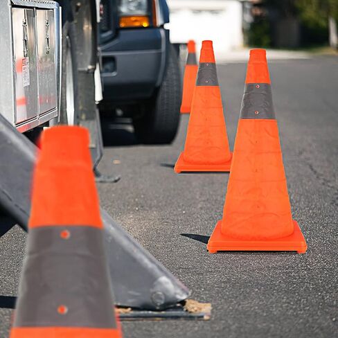 2 حزمة من مخاريط السلامة المرورية القابلة للطي مقاس 28 بوصة، مخاريط وقوف السيارات البرتقالية، مخاريط الطريق الآمنة القابلة للطي لموقف السيارات وممارسة القيادة in Kuwait