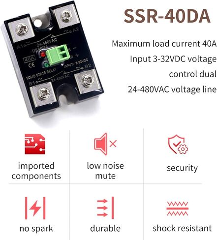 مرحل الحالة الصلبة 24-480VAC، مرحل الحالة الصلبة بقناة واحدة DC للتحكم ثنائي القناة، مرحل الحالة الصلبة SSR DC-AC (40A) in Kuwait