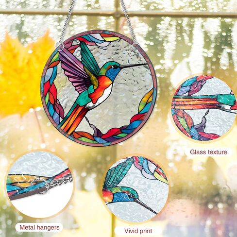 Northern Red Cardinal Memorial Gifts Stained Acrylic Window Hangings,Sun Catchers Indoor Window, Red Bird Ornaments for Kitchen Window,Housewarming Bird Suncatcher Gift for Women Grandma,Mom in Saudi Arabia