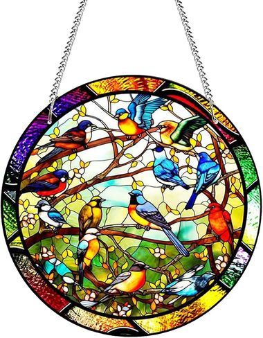 Northern Red Cardinal Memorial Gifts Stained Acrylic Window Hangings,Sun Catchers Indoor Window, Red Bird Ornaments for Kitchen Window,Housewarming Bird Suncatcher Gift for Women Grandma,Mom in Saudi Arabia