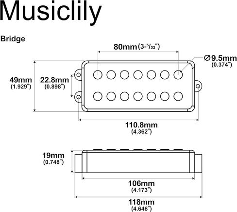 Artec MMC6 Ceramic Magnet Soapbar Style Bass Pickup Neck Bridge Pickups Set 14.6K for 6-String MusicMan Style Bass, Black in Saudi Arabia