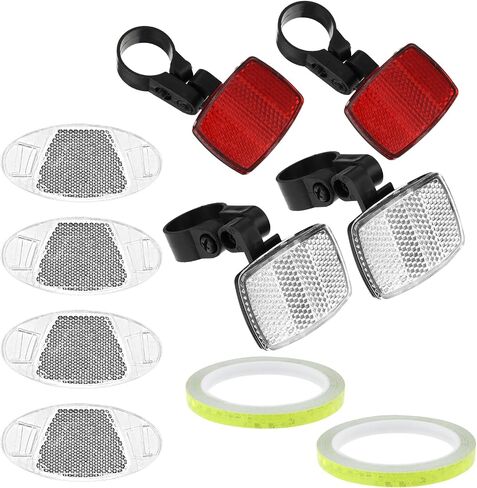 8 PCS Bike Front and Rear Reflectors Kit Bike Wheel Spoke Reflectors Accessories Bicycle Light Safety Warning Reflectors for Night Cycling, Handlebar, Seatpost in Saudi Arabia